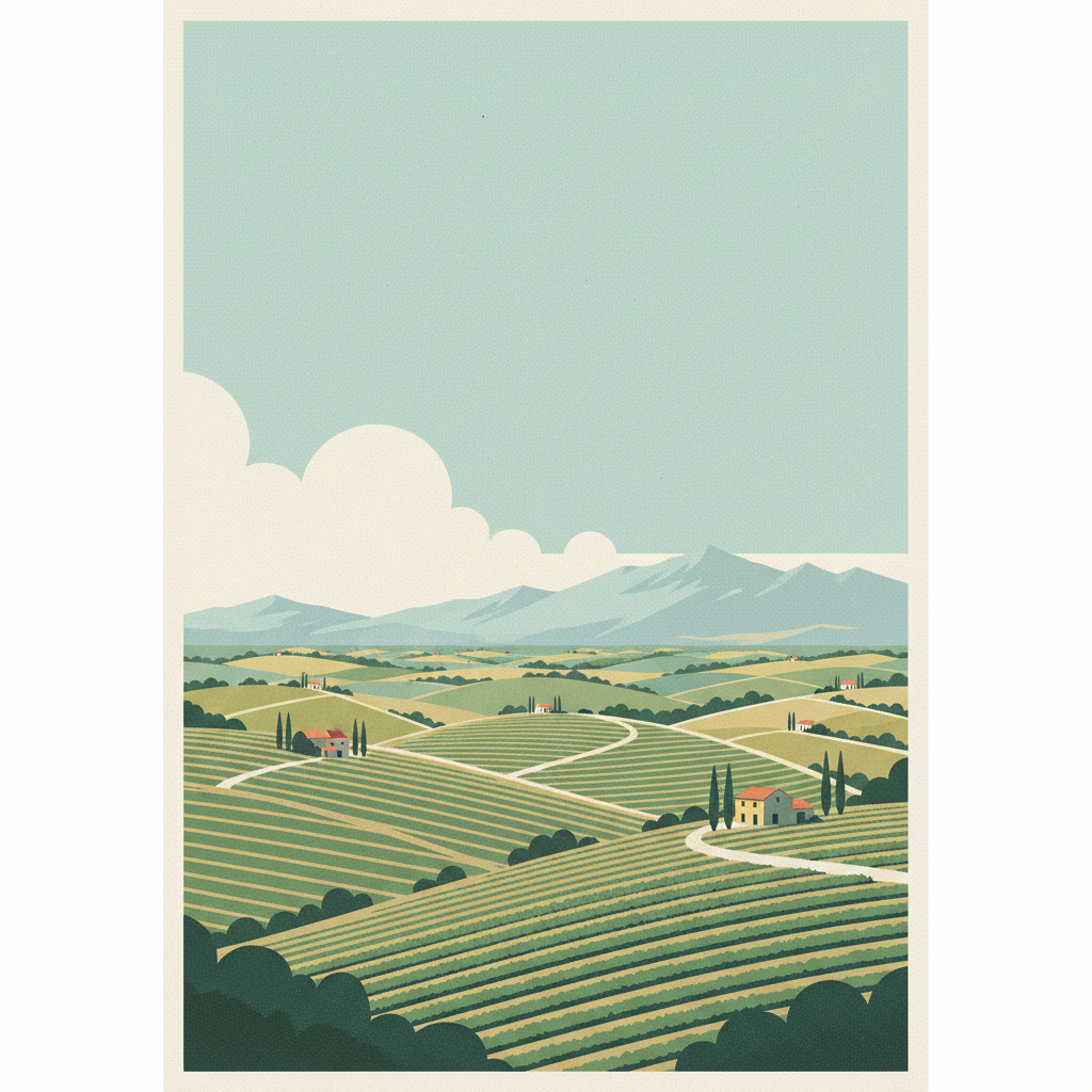 Le Colline del Prosecco di Conegliano e Valdobbiadene — illustrated travel poster