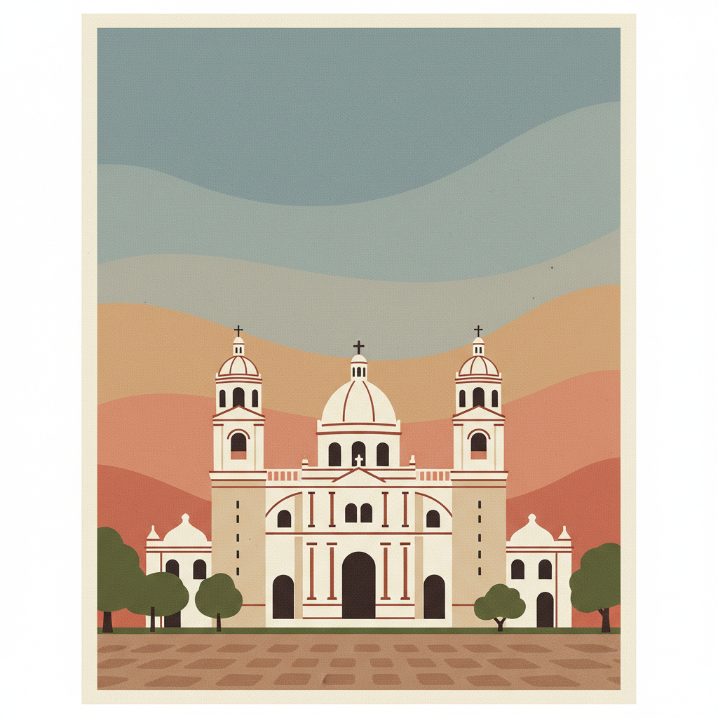 León Cathedral — illustrated travel poster