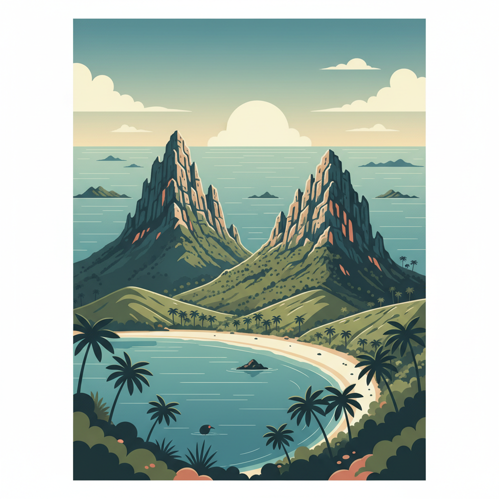Lord Howe Island Group — illustrated travel poster