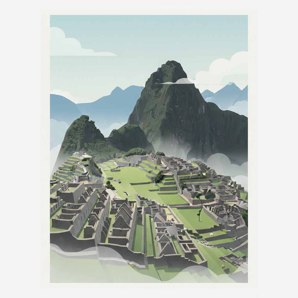 Machu Picchu — illustrated travel poster