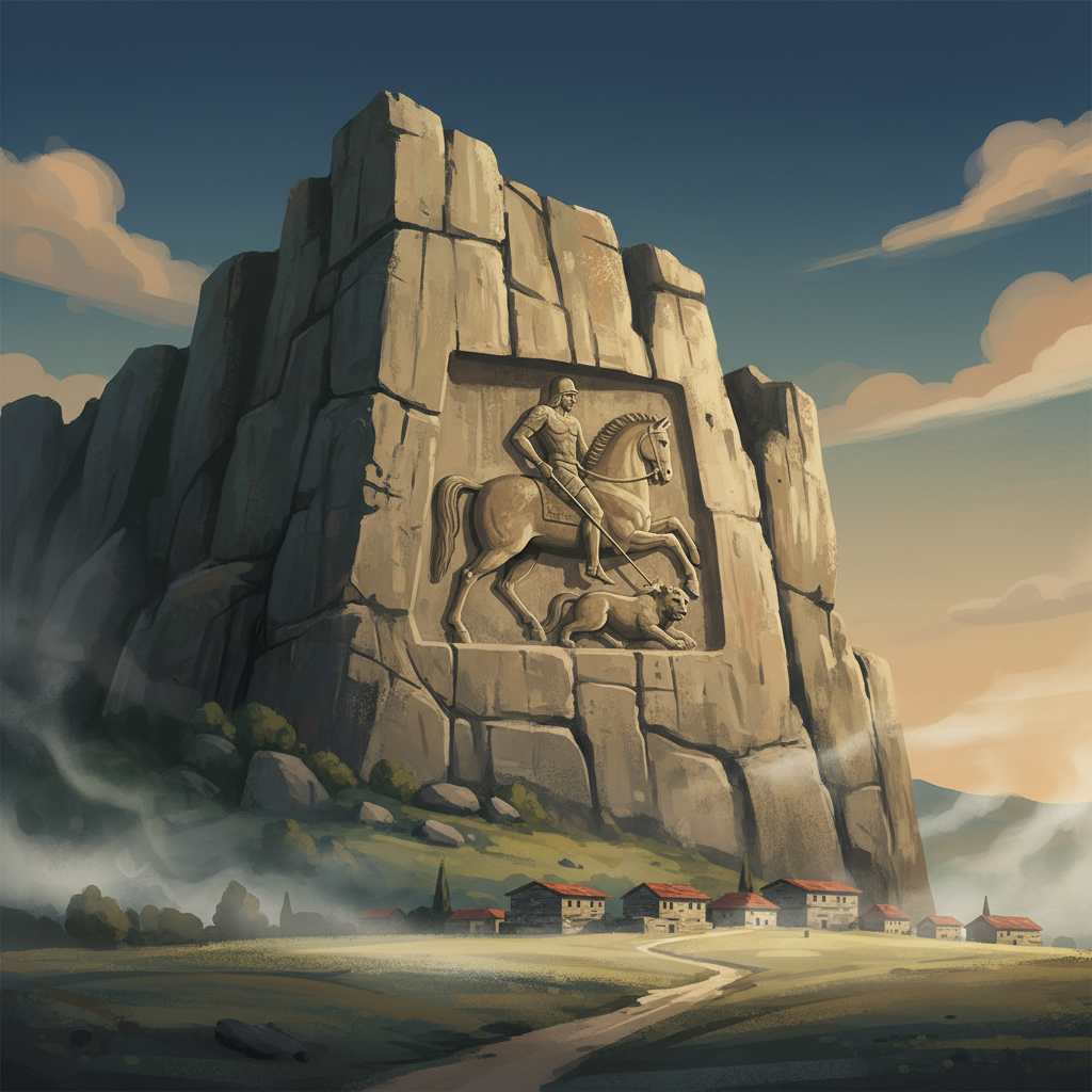 Madara Rider — illustrated travel poster