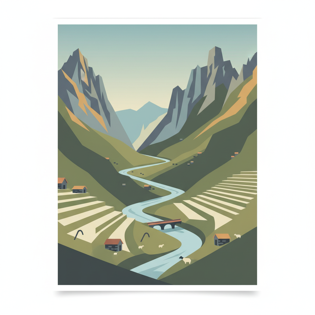 Madriu-Perafita-Claror Valley — illustrated travel poster