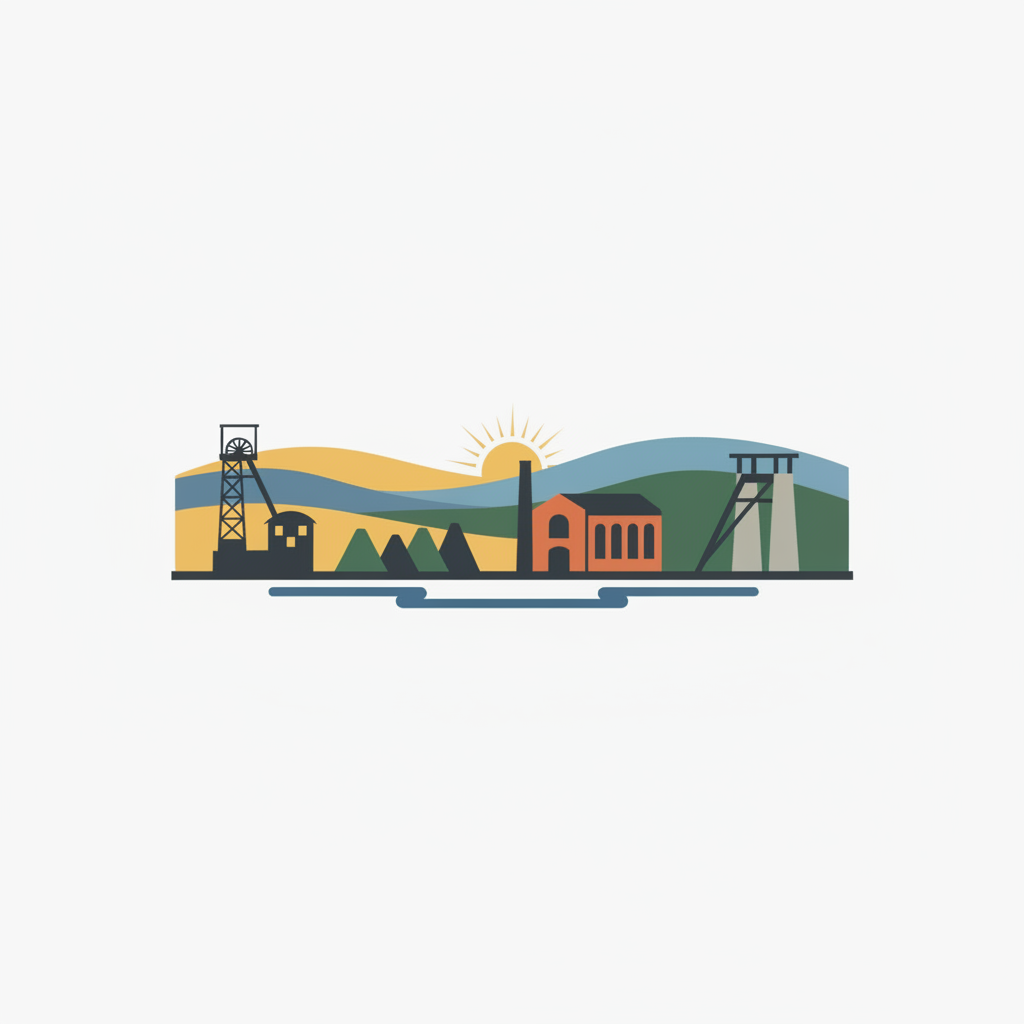 Major Mining Sites of Wallonia — illustrated travel poster