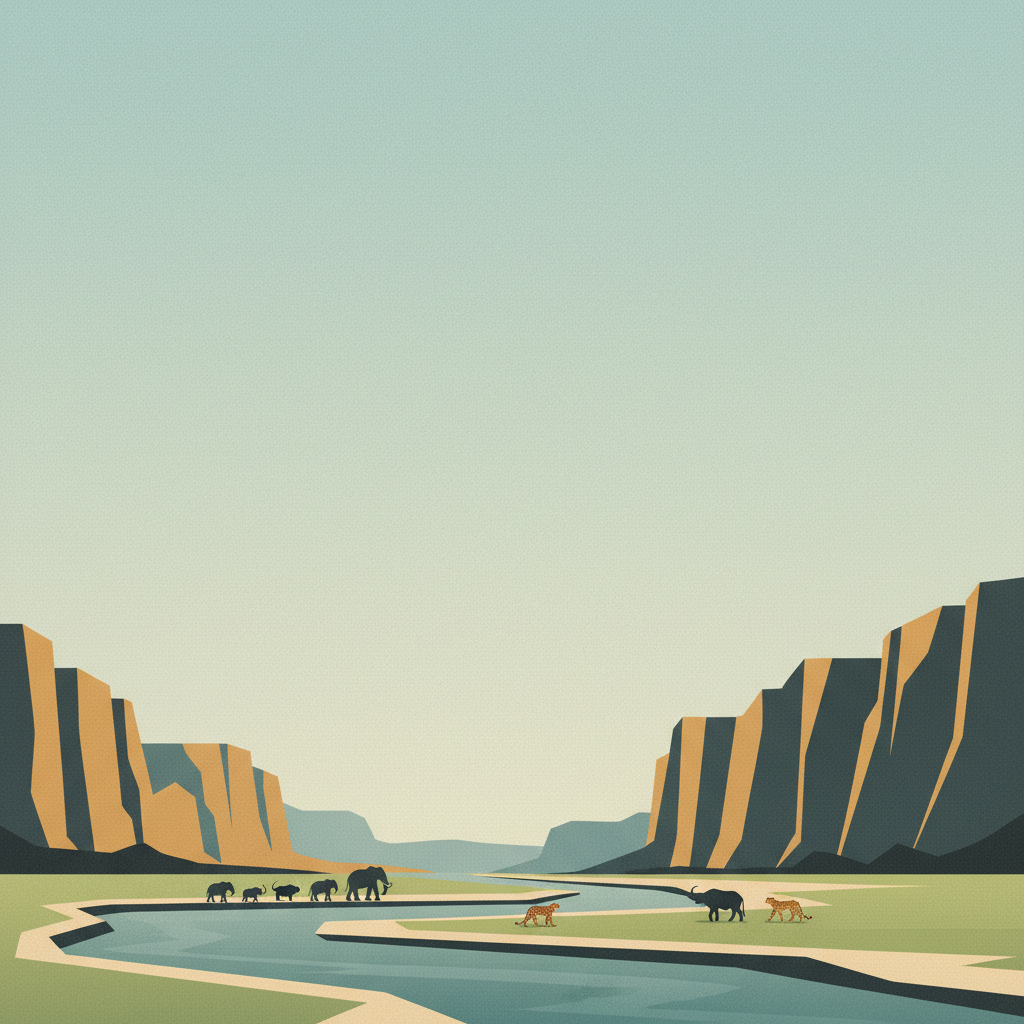 Mana Pools National Park, Sapi and Chewore Safari Areas — illustrated travel poster
