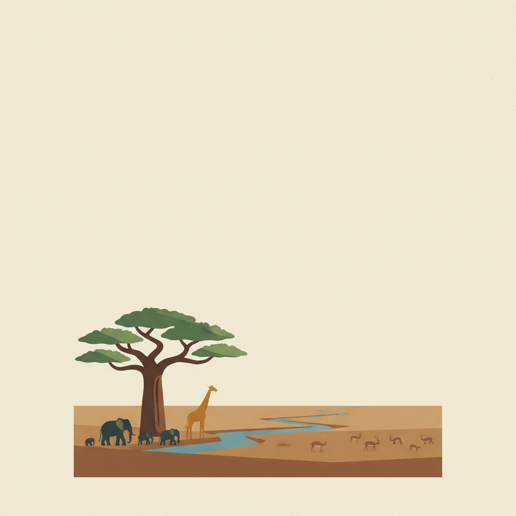 Manovo-Gounda St Floris National Park — illustrated travel poster
