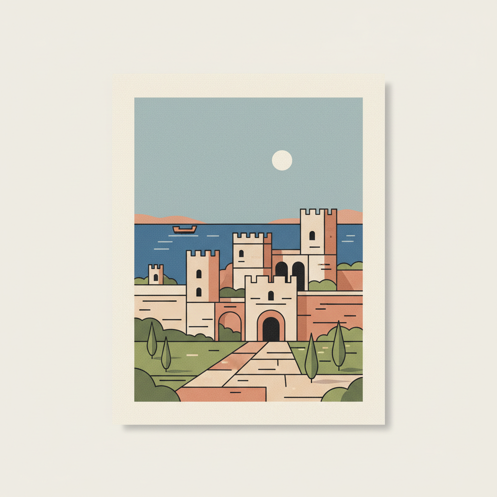 Medieval City of Rhodes — illustrated travel poster