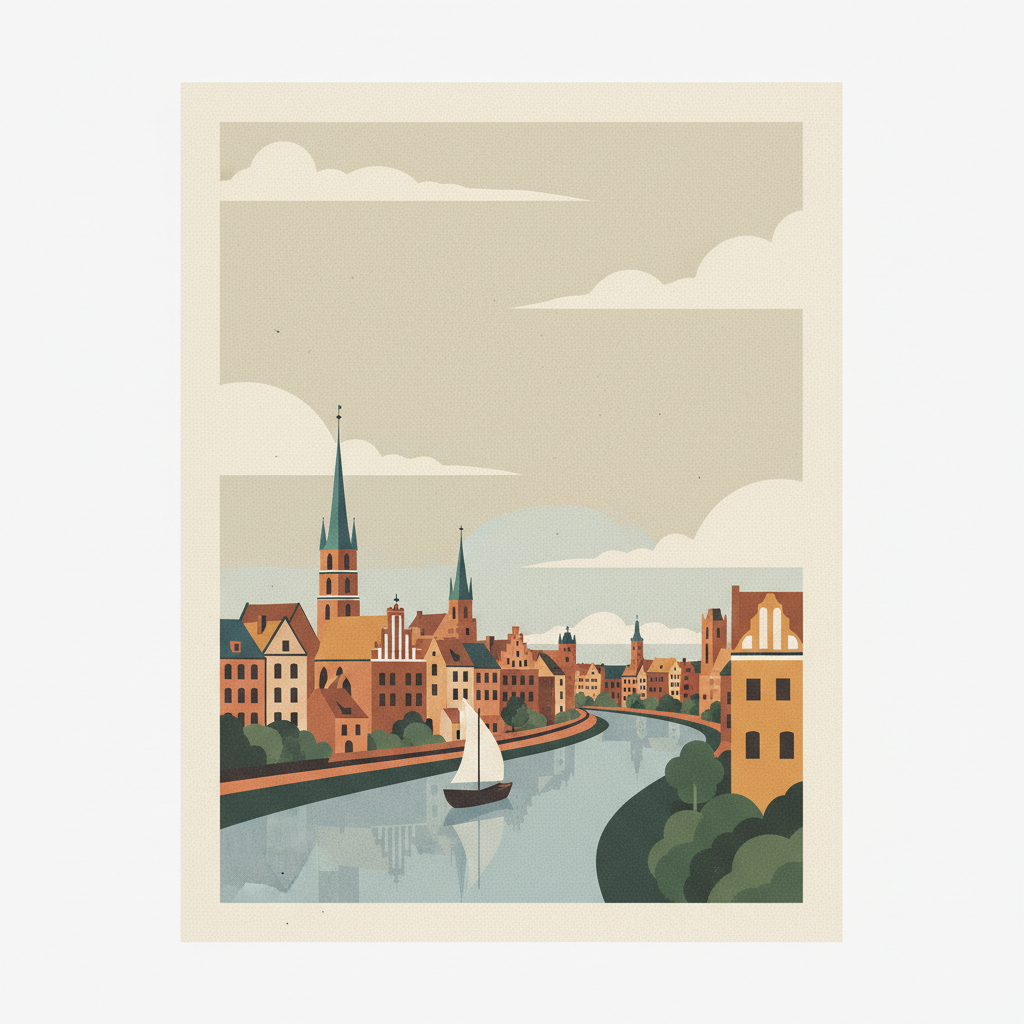 Medieval Town of Toruń — illustrated travel poster