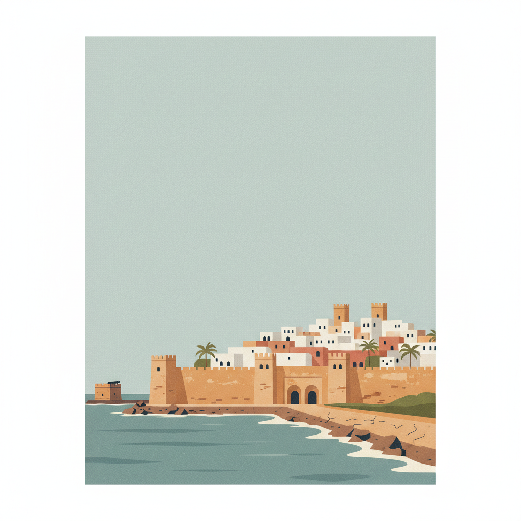 Medina of Essaouira (formerly Mogador) — illustrated travel poster
