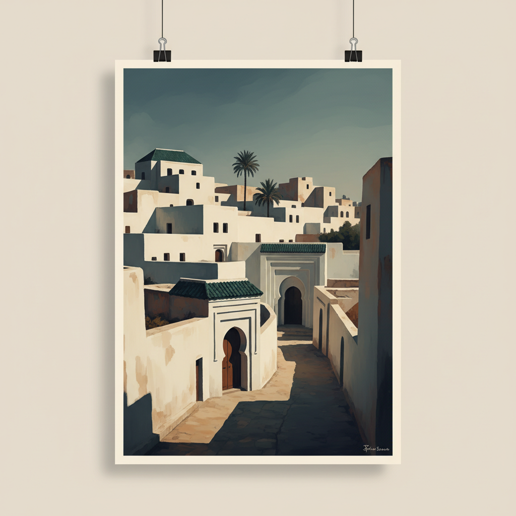 Medina of Tétouan (formerly known as Titawin) — illustrated travel poster