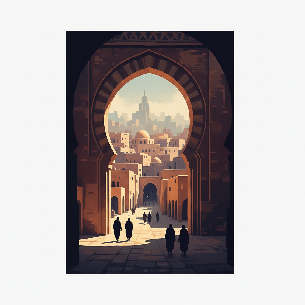 Medina of Tunis — illustrated travel poster