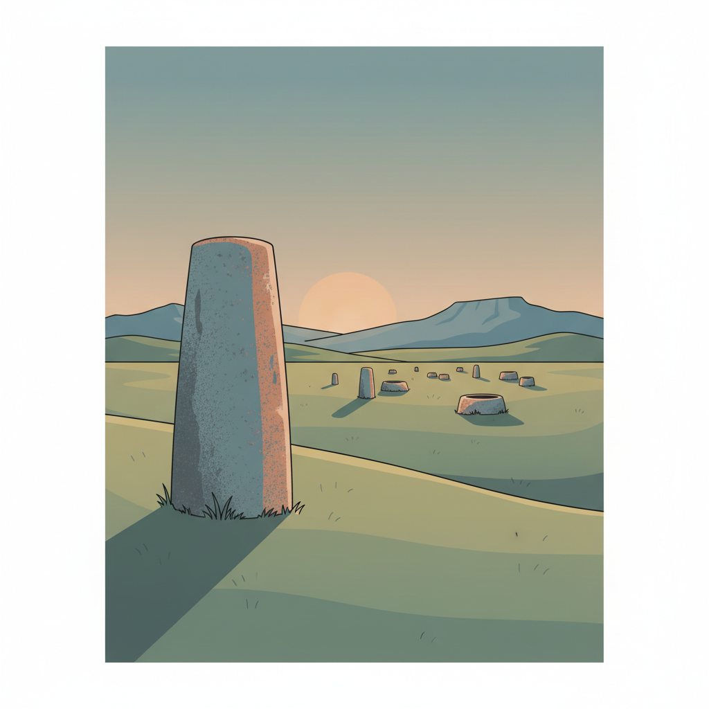 Megalithic Jar Sites in Xiengkhuang – Plain of Jars — illustrated travel poster