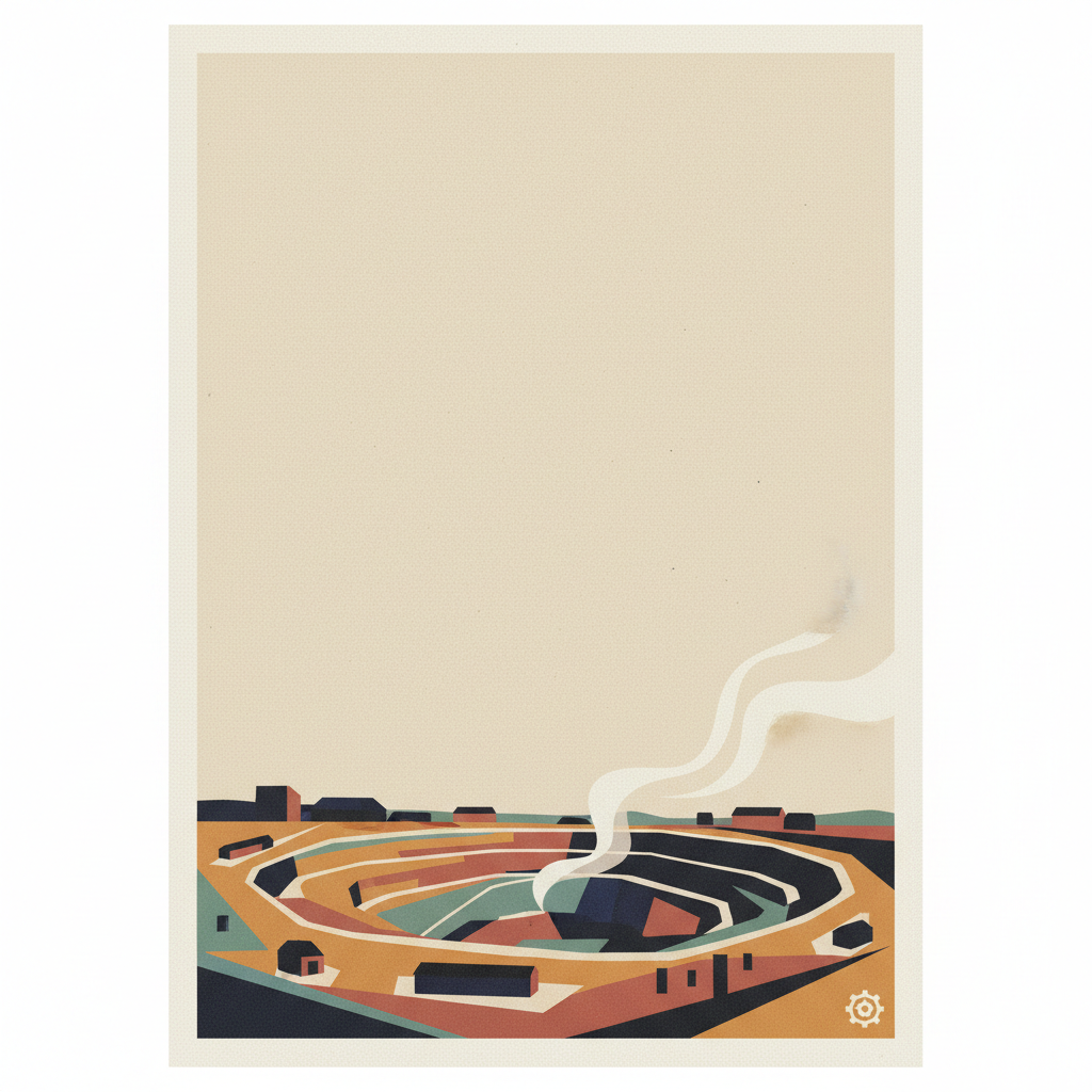 Mining Area of the Great Copper Mountain in Falun — illustrated travel poster