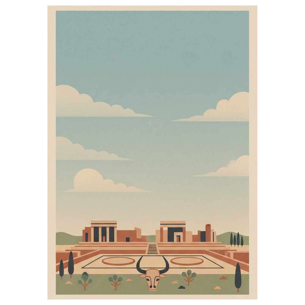 Minoan Palatial Centres — illustrated travel poster