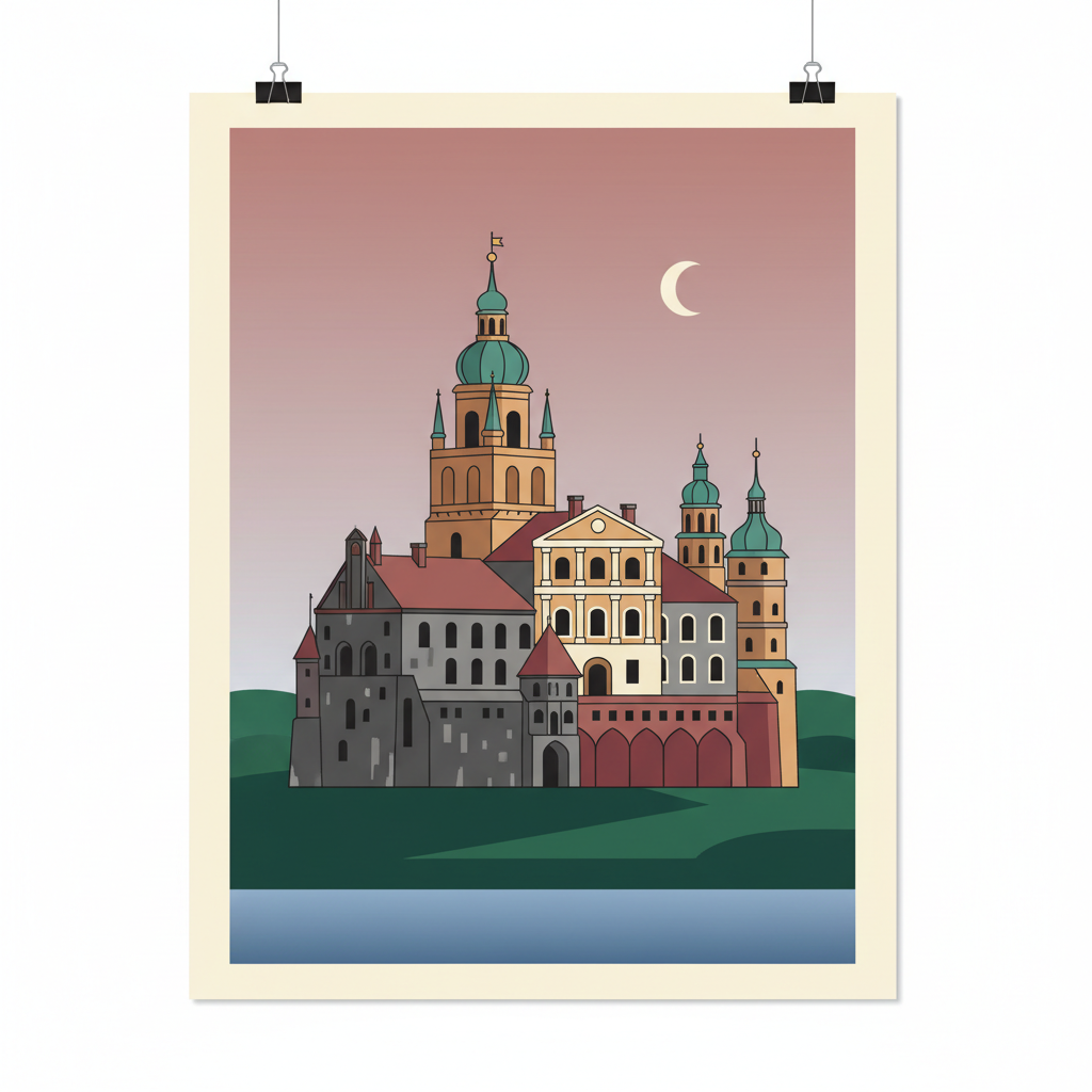 Mir Castle Complex — illustrated travel poster