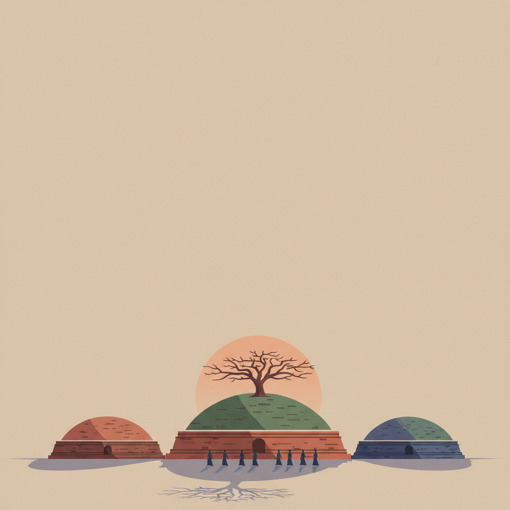 Moidams – the Mound-Burial System of the Ahom Dynasty — illustrated travel poster