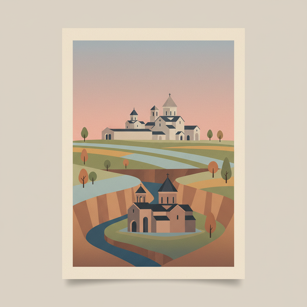 Monasteries of Haghpat and Sanahin — illustrated travel poster