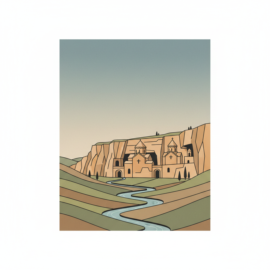 Monastery of Geghard and the Upper Azat Valley — illustrated travel poster