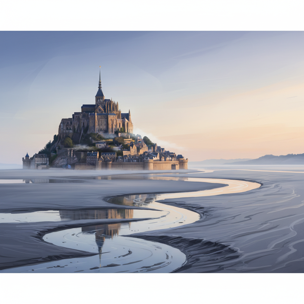 Mont-Saint-Michel and its Bay — illustrated travel poster