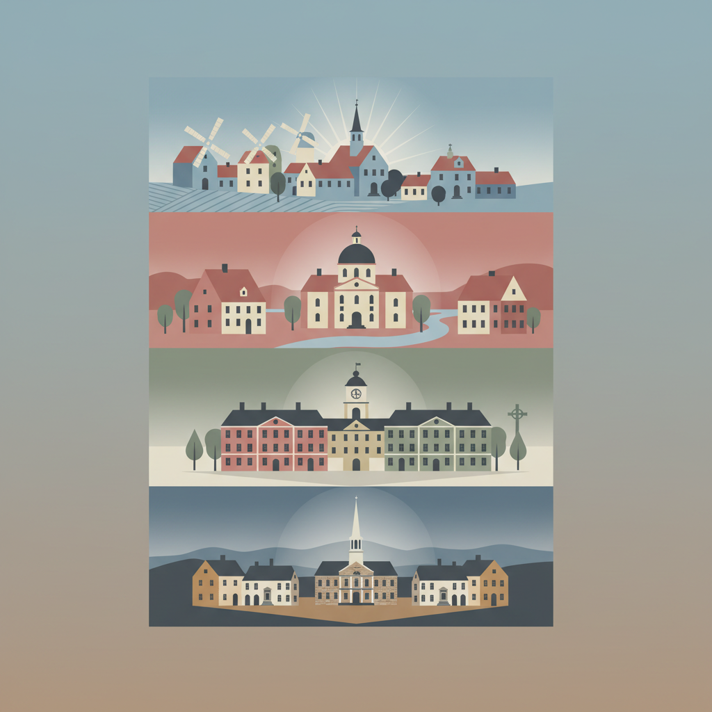 Moravian Church Settlements — illustrated travel poster