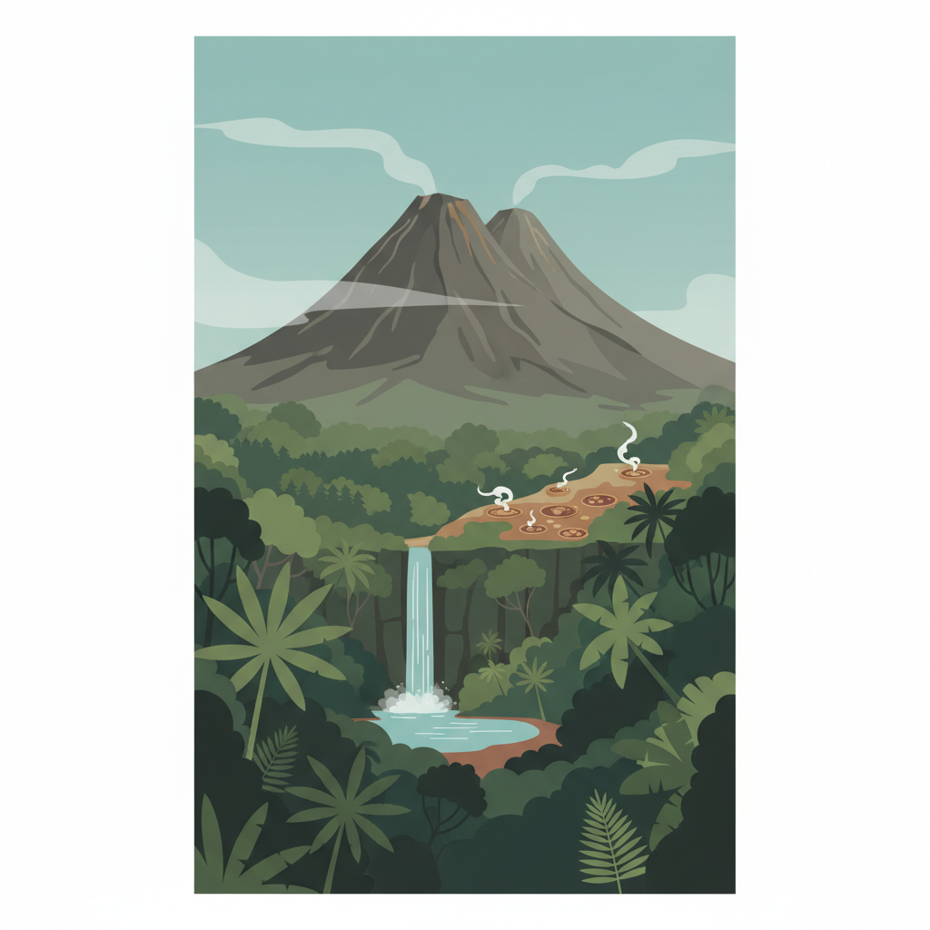 Morne Trois Pitons National Park — illustrated travel poster