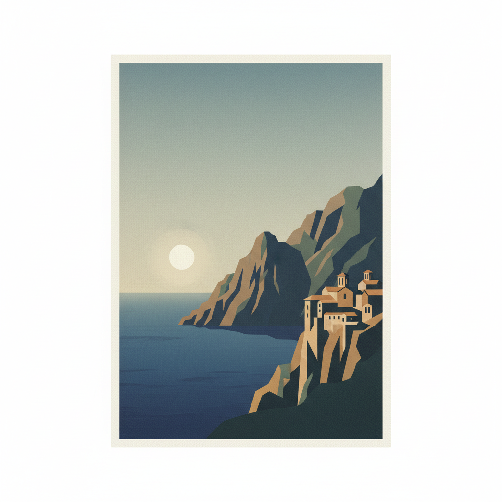 Mount Athos — illustrated travel poster
