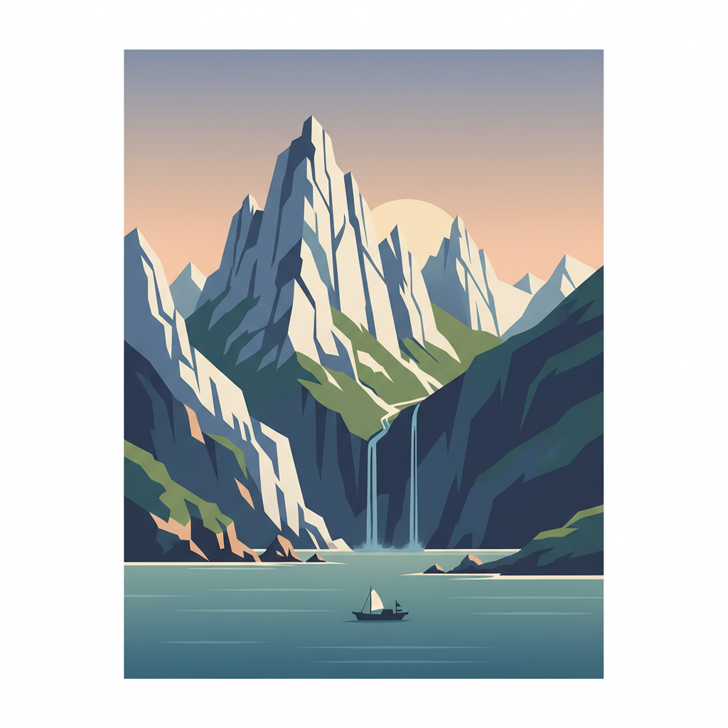Mount Kumgang – Diamond Mountain from the Sea — illustrated travel poster