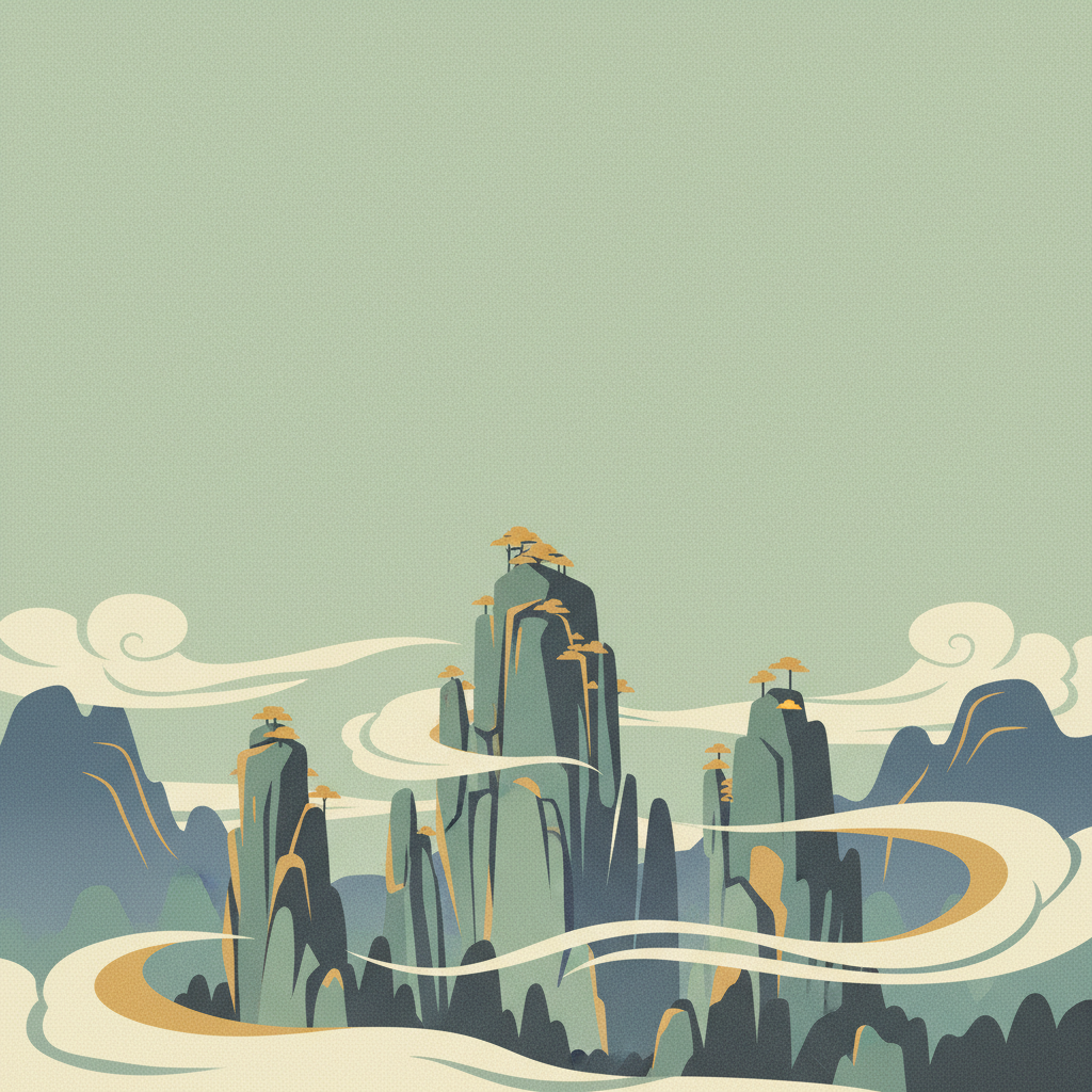 Mount Sanqingshan National Park — illustrated travel poster