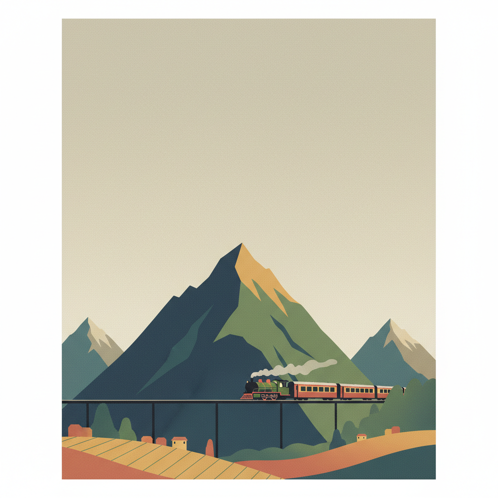 Mountain Railways of India — illustrated travel poster