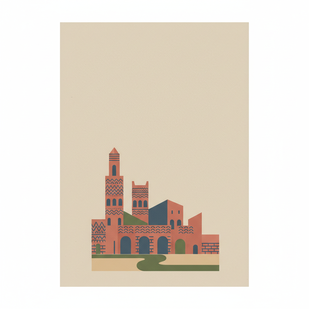 Mudejar Architecture of Aragon — illustrated travel poster