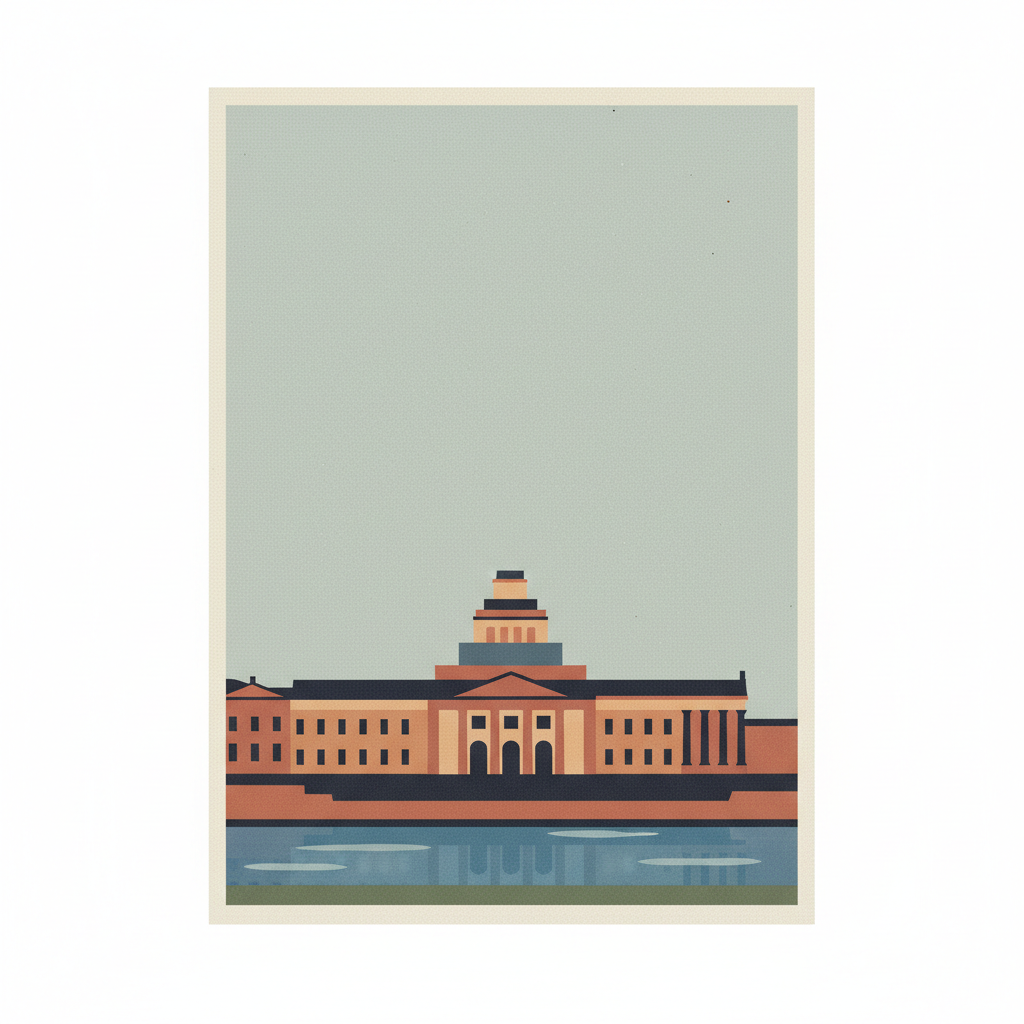 Museumsinsel (Museum Island), Berlin — illustrated travel poster