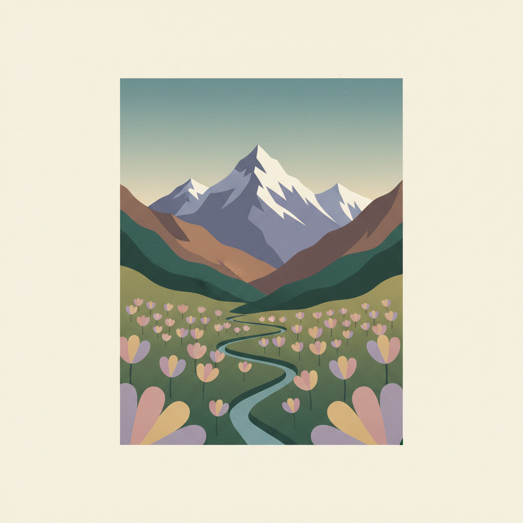 Nanda Devi and Valley of Flowers National Parks — illustrated travel poster