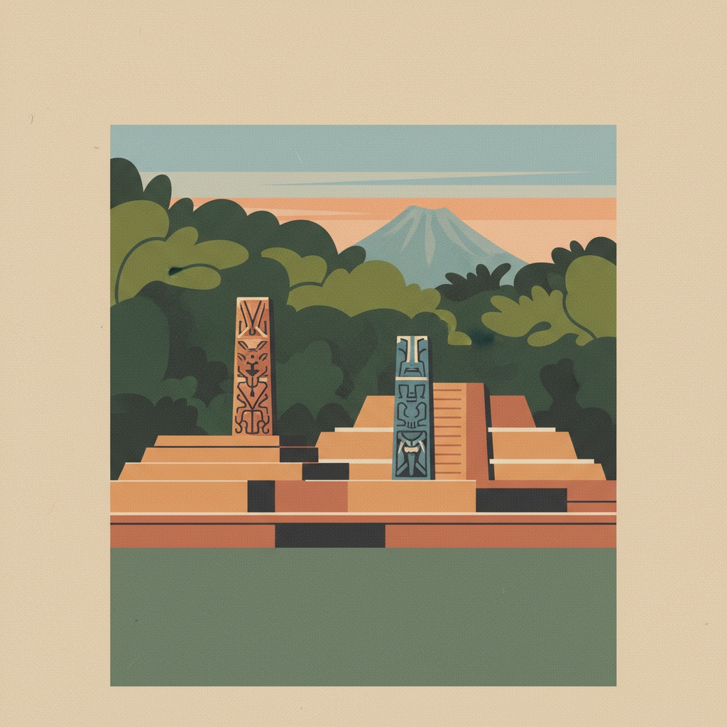 National Archaeological Park Tak’alik Ab’aj — illustrated travel poster