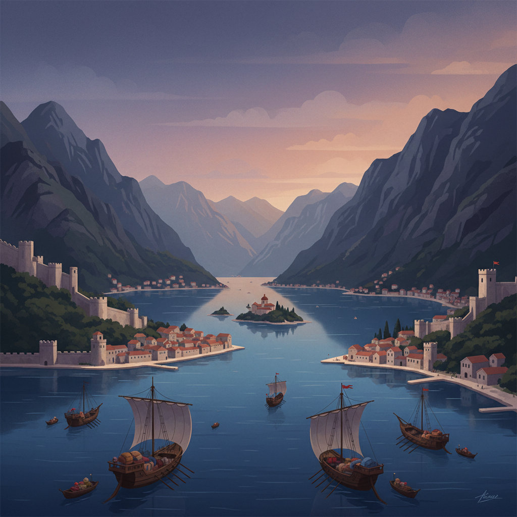 Natural and Culturo-Historical Region of Kotor — illustrated travel poster