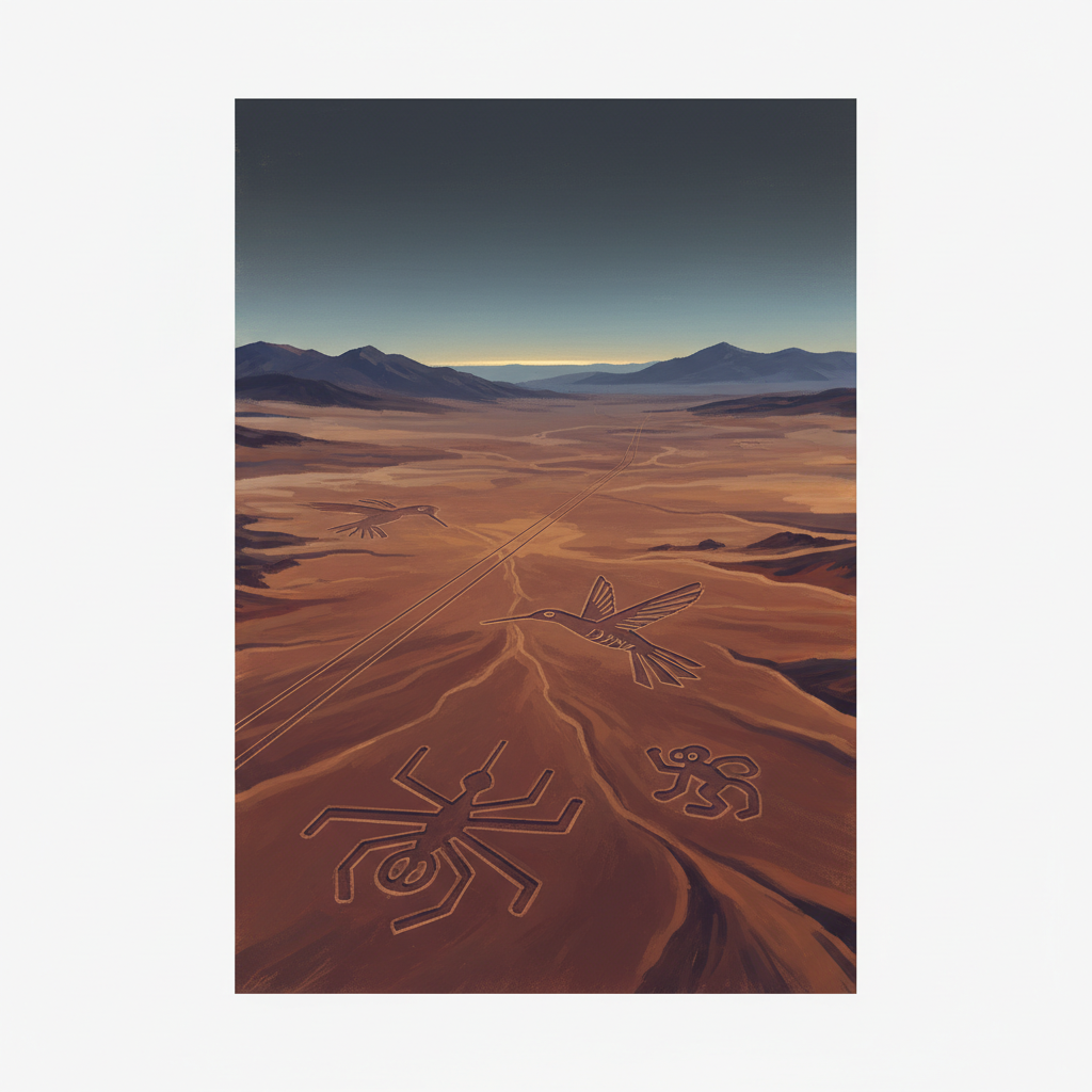 Lines and Geoglyphs of Nasca and Palpa — illustrated travel poster