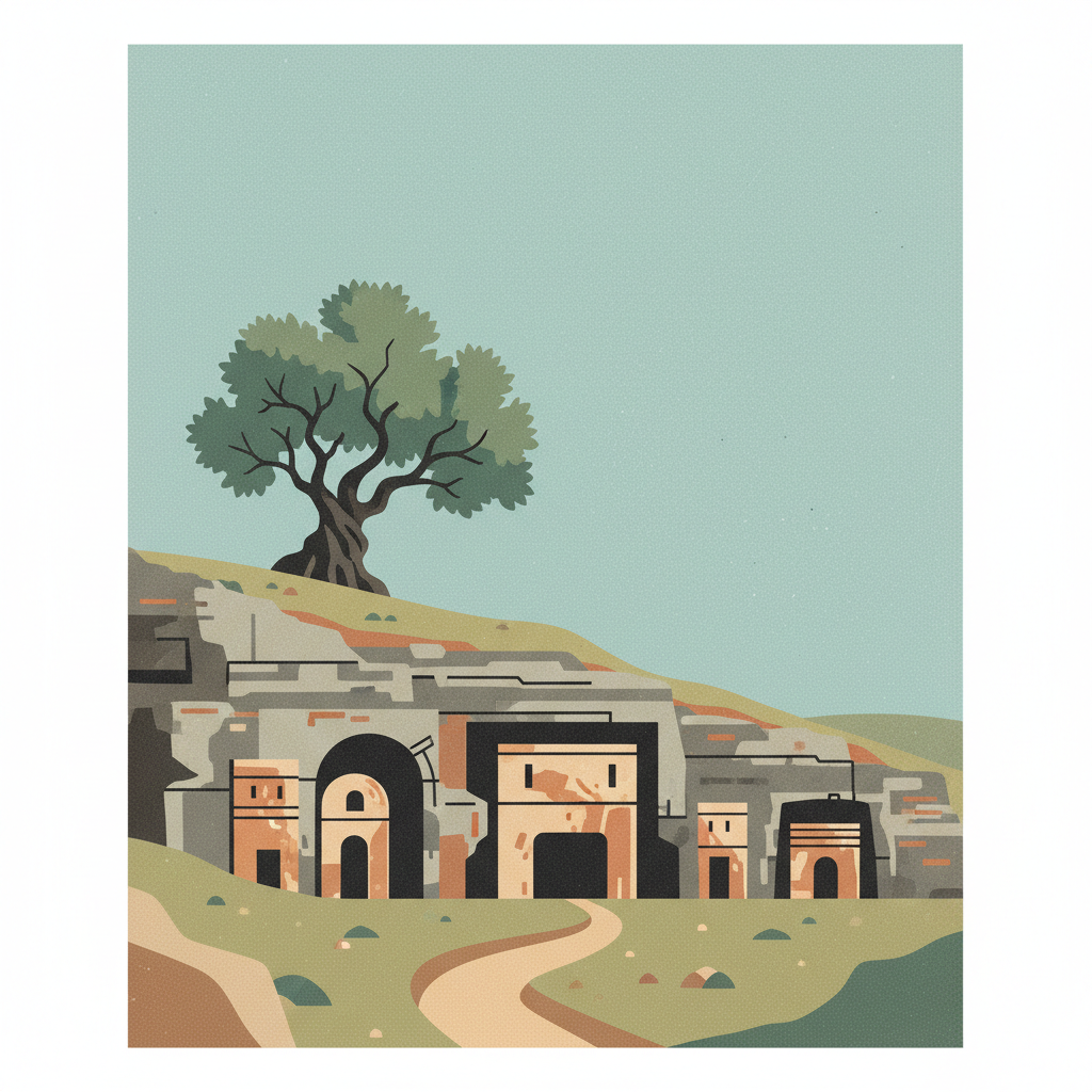 Necropolis of Bet She’arim: A Landmark of Jewish Renewal — illustrated travel poster