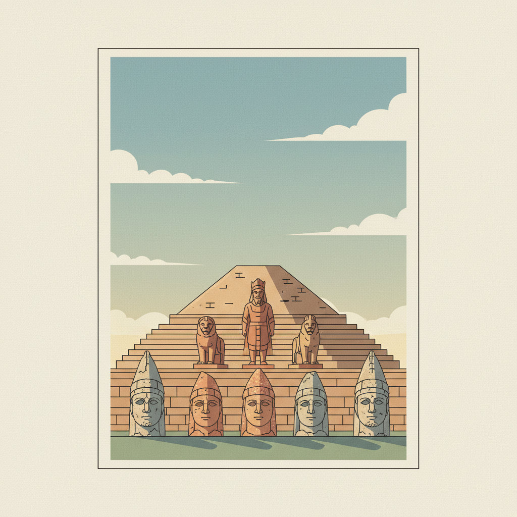Nemrut Dağ — illustrated travel poster