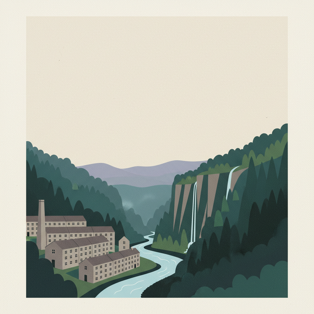 New Lanark — illustrated travel poster