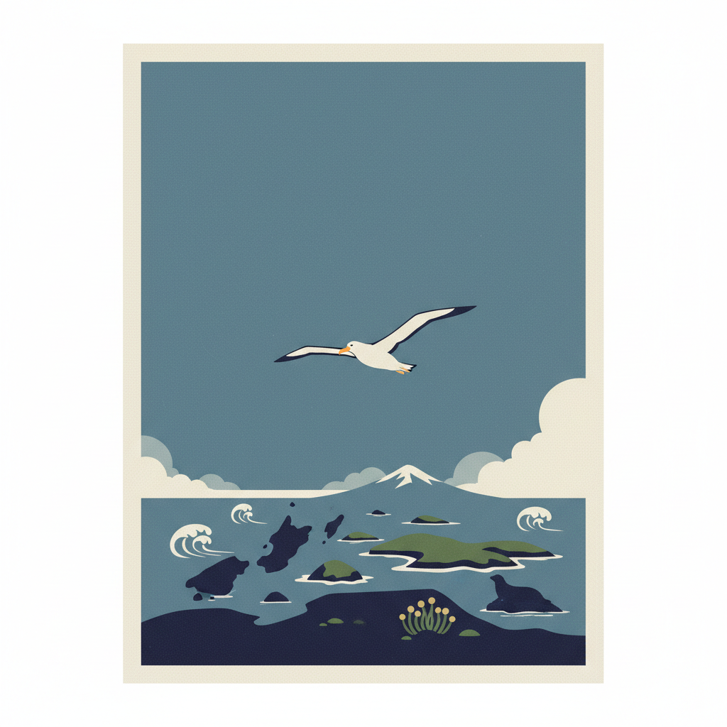 New Zealand Sub-Antarctic Islands — illustrated travel poster