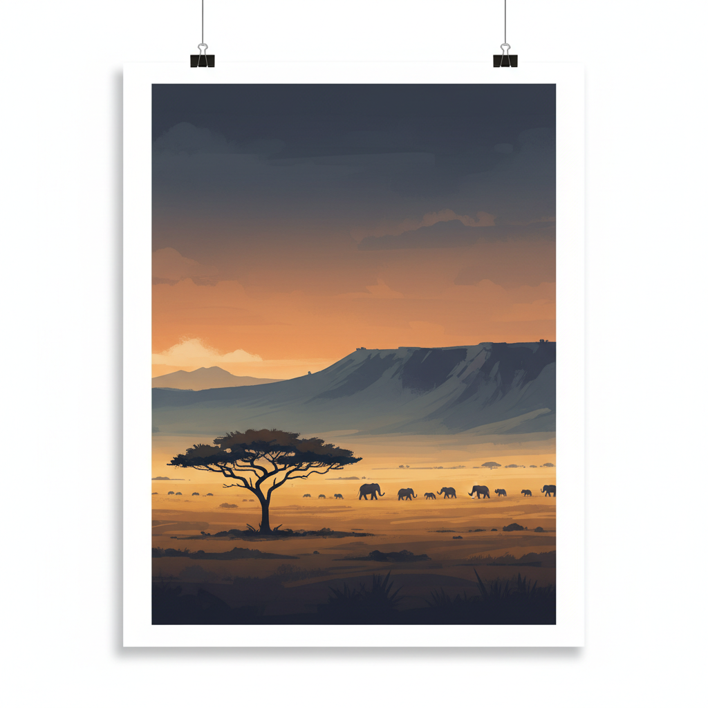 Ngorongoro Conservation Area — illustrated travel poster