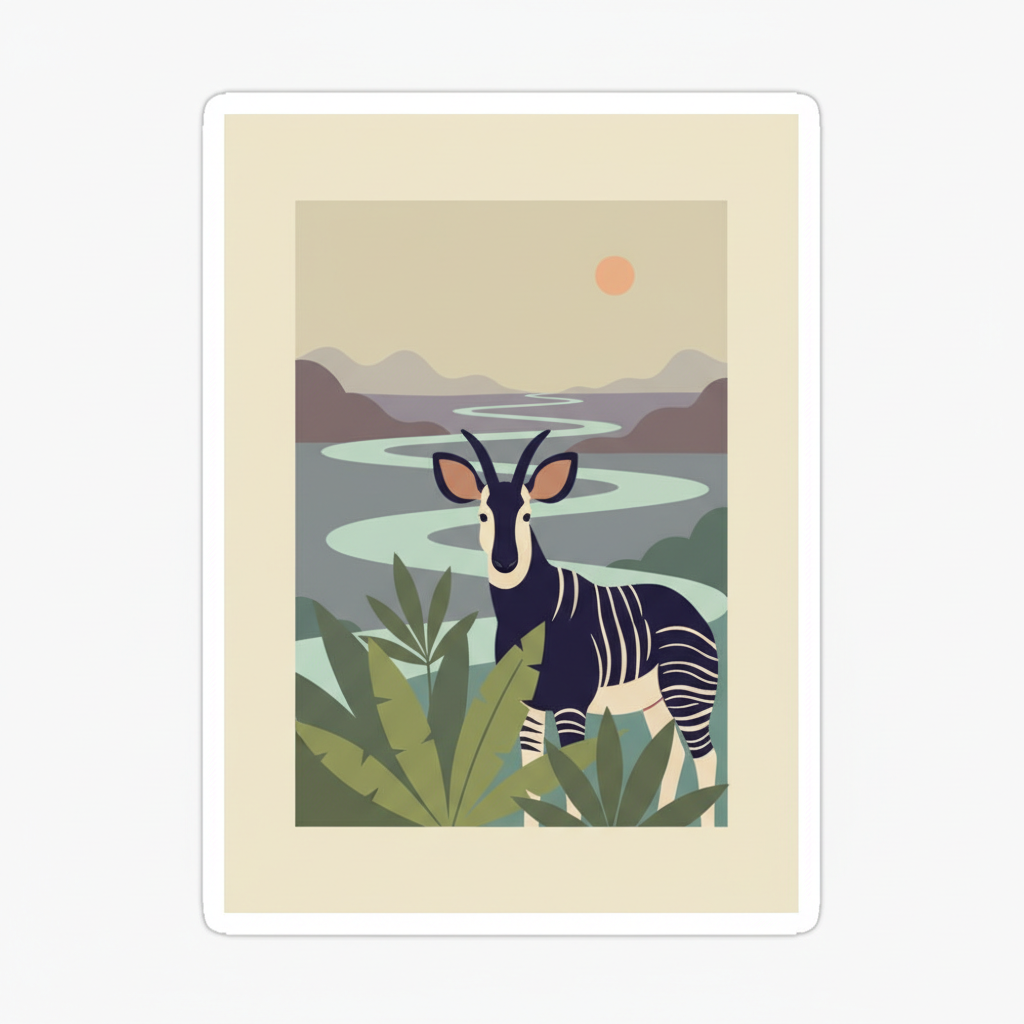 Okapi Wildlife Reserve — illustrated travel poster