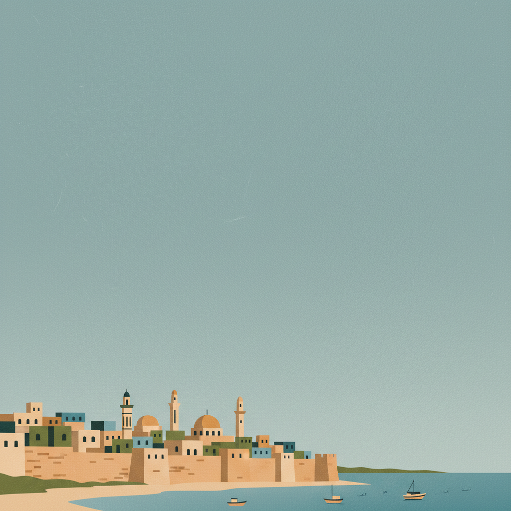 Old City of Acre — illustrated travel poster