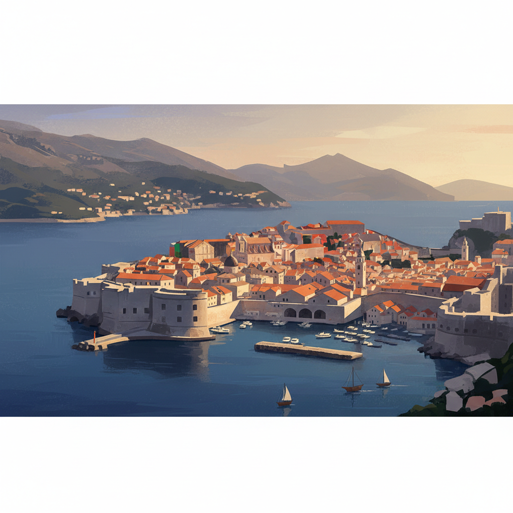 Old City of Dubrovnik — illustrated travel poster