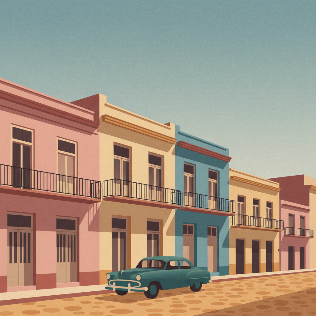 Old Havana — illustrated travel poster