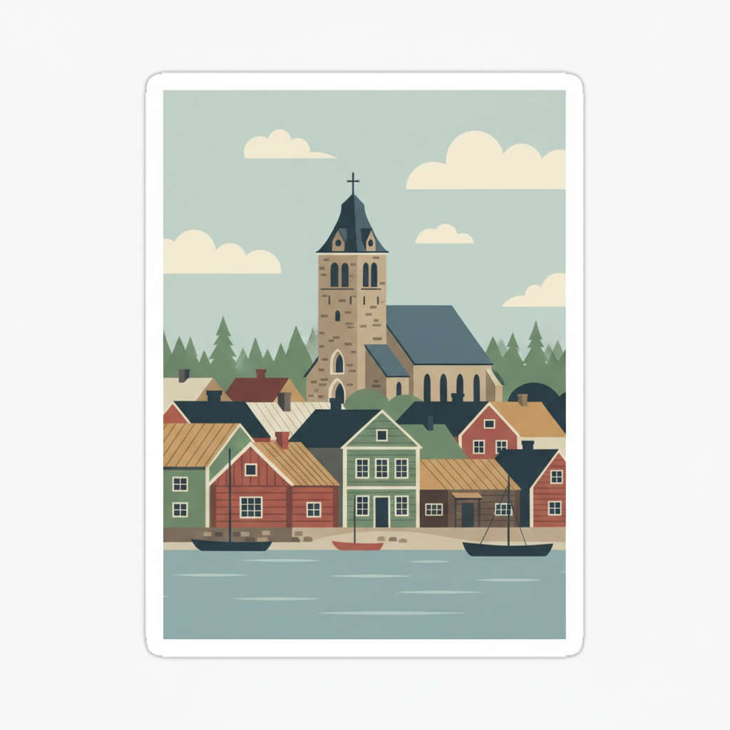 Old Rauma — illustrated travel poster