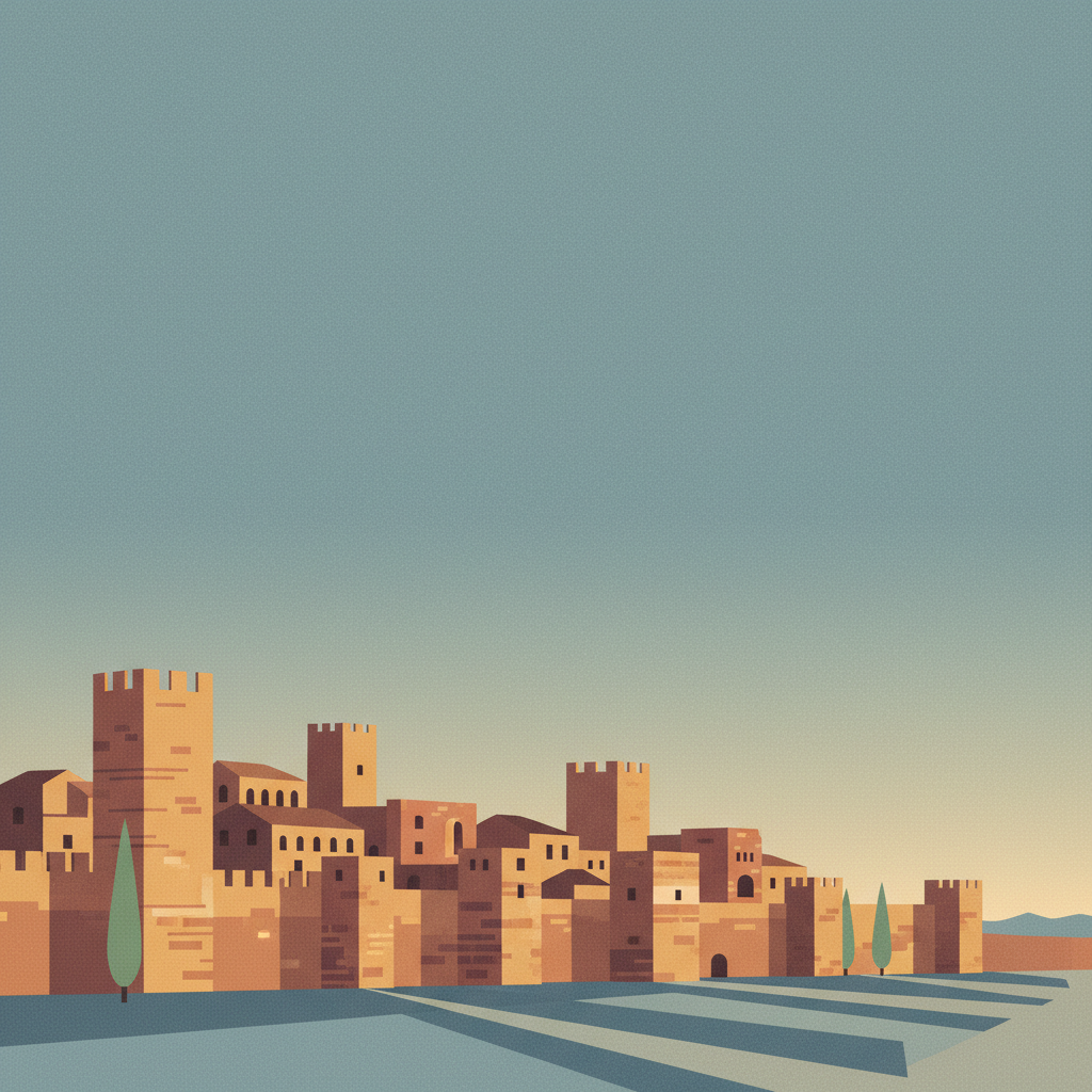 Old Town of Cáceres — illustrated travel poster