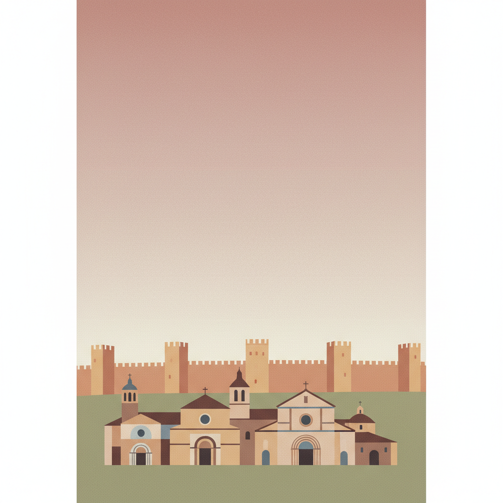 Old Town of Ávila with its Extra-Muros Churches — illustrated travel poster