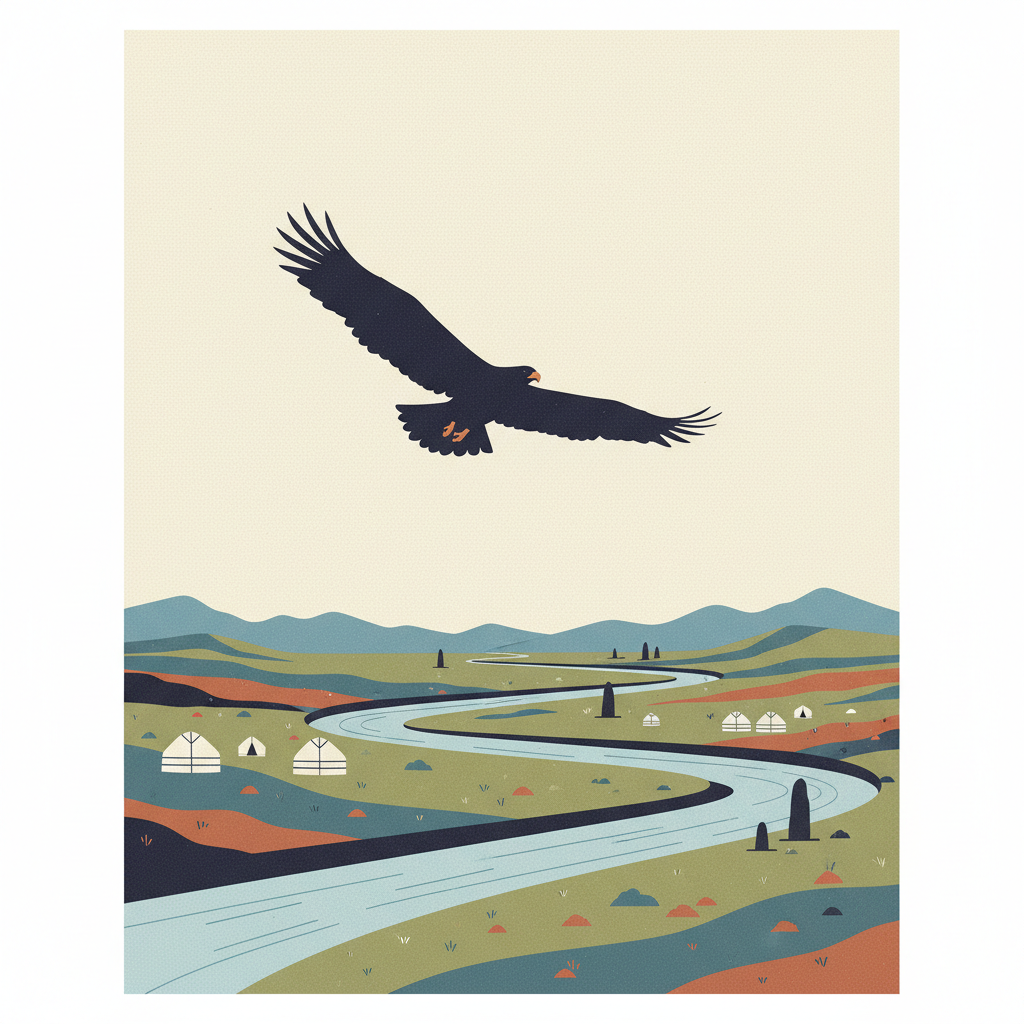 Orkhon Valley Cultural Landscape — illustrated travel poster