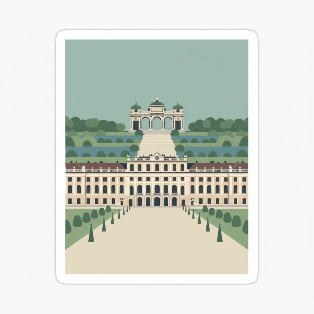 Palace and Gardens of Schönbrunn — illustrated travel poster
