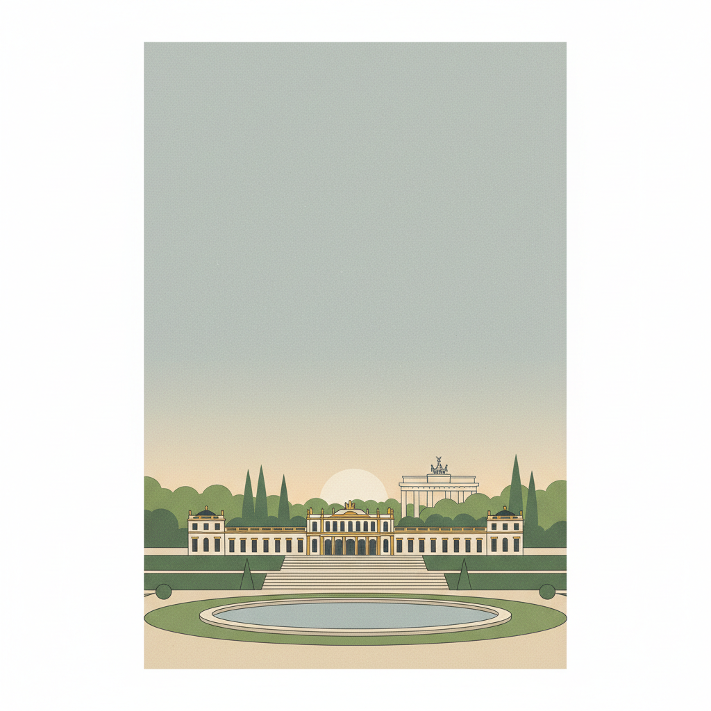 Palaces and Parks of Potsdam and Berlin — illustrated travel poster