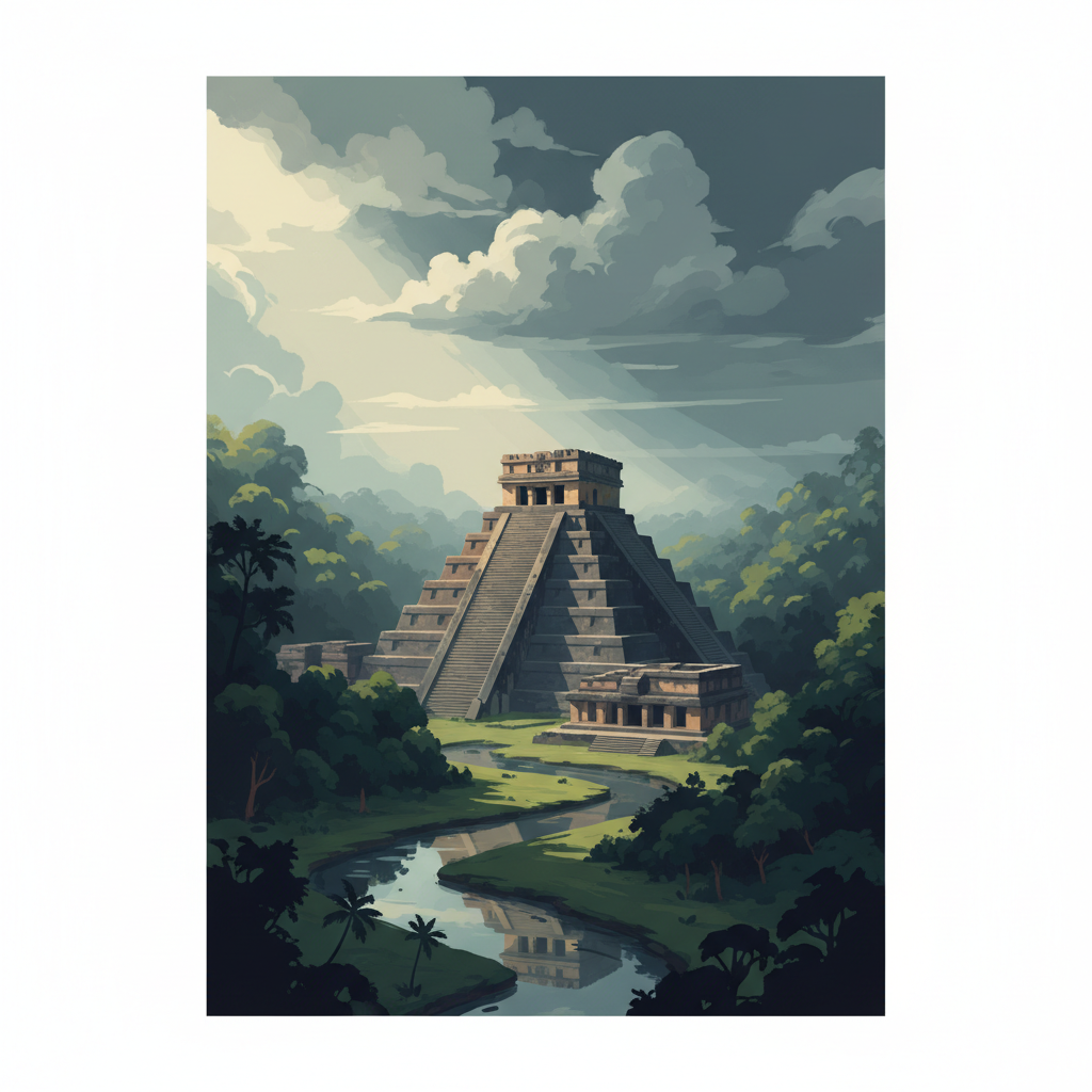 Pre-Hispanic City and National Park of Palenque — illustrated travel poster